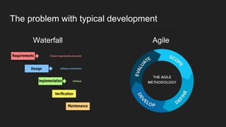 The problem with typical development
Waterfall Agile
 