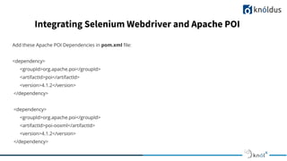 Data driven testing in Selenium WebDriver – Use of Apache POI to