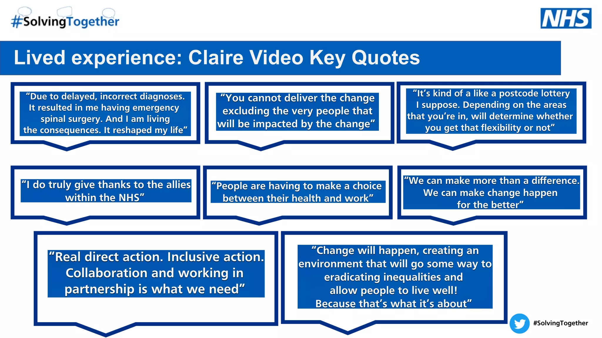 Lived experience: Claire Video Key Quotes
 