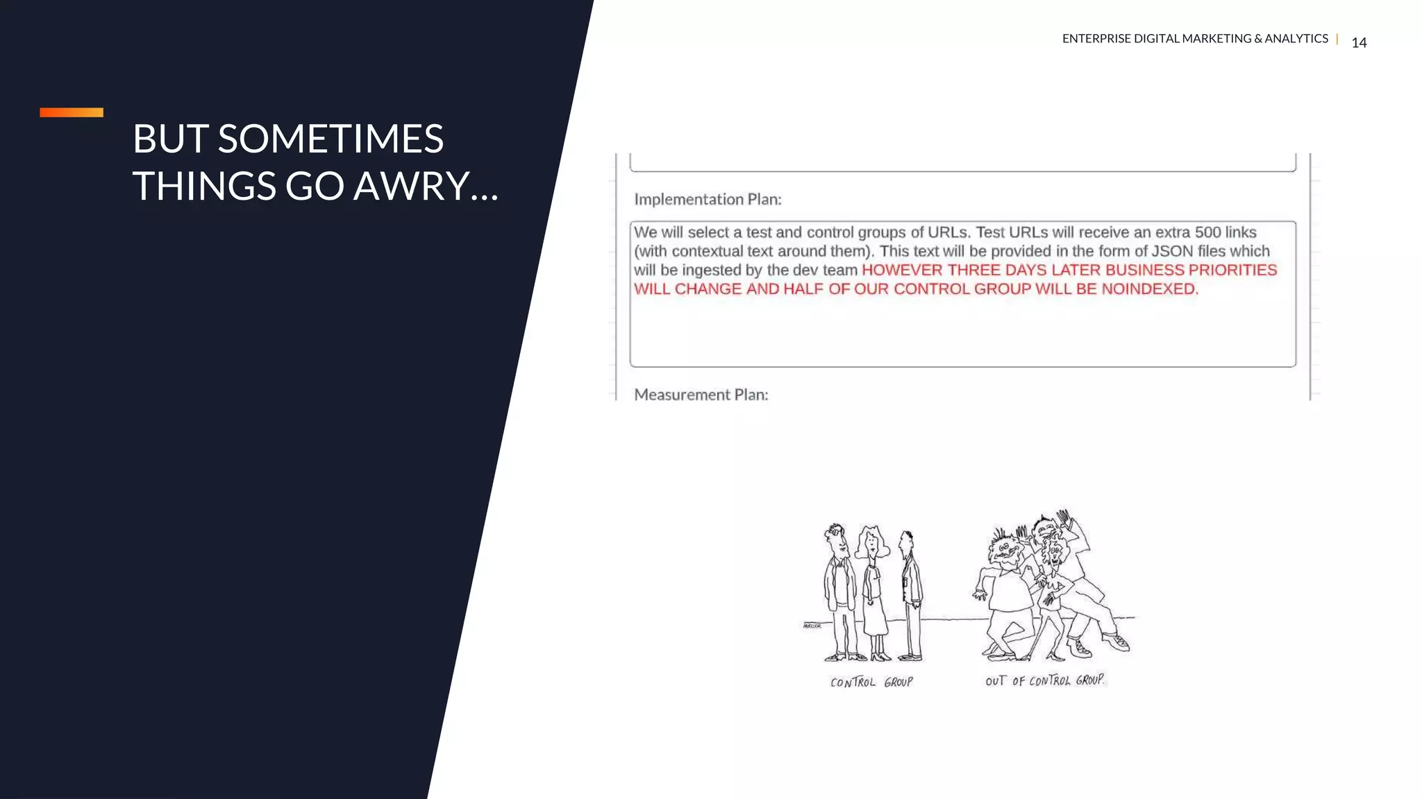 DIGITAL MARKETING & ANALYTICS |
ENTERPRISE DIGITAL MARKETING & ANALYTICS |
BUT SOMETIMES
THINGS GO AWRY…
14
 