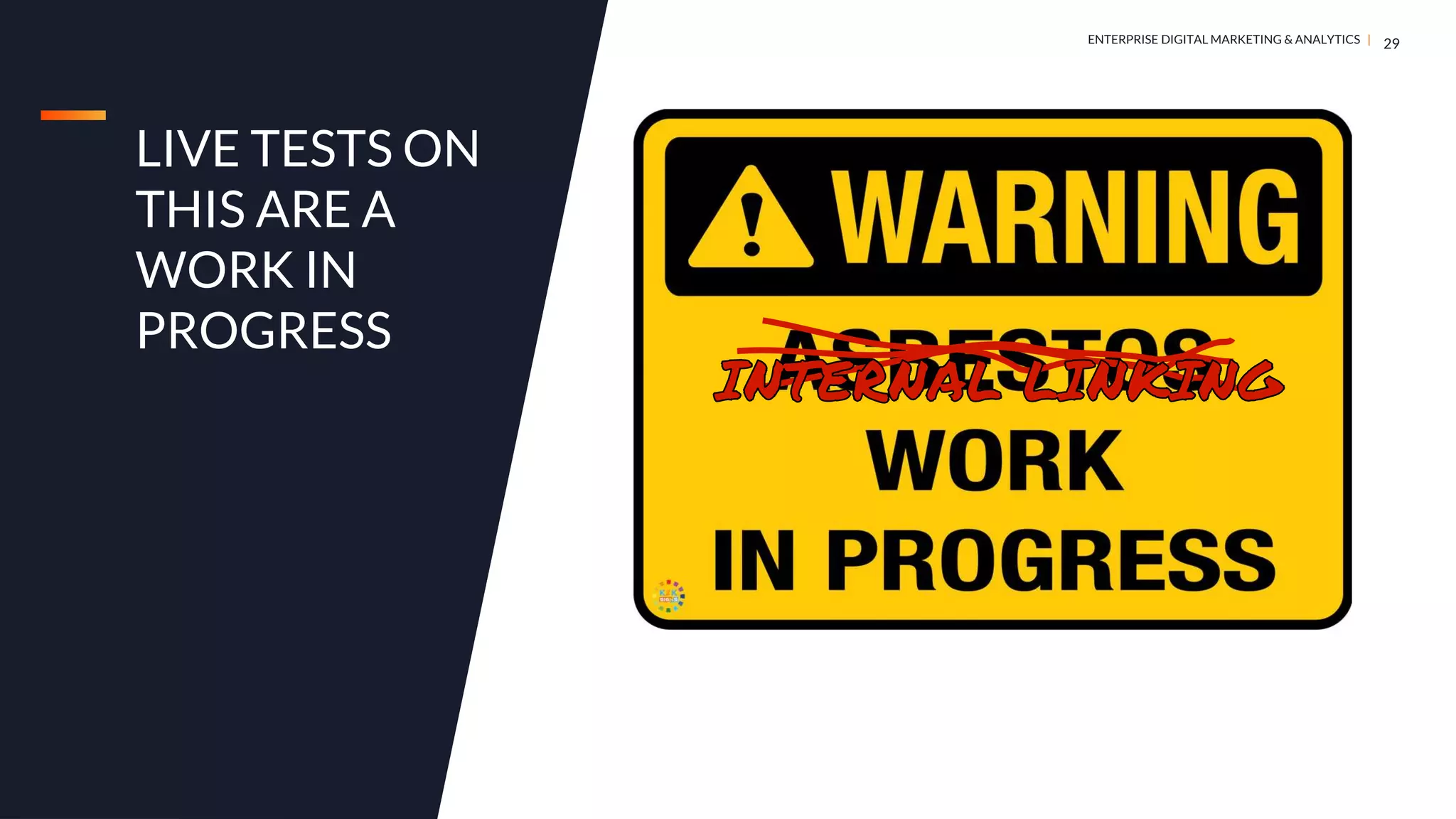 DIGITAL MARKETING & ANALYTICS |
ENTERPRISE DIGITAL MARKETING & ANALYTICS |
LIVE TESTS ON
THIS ARE A
WORK IN
PROGRESS
29
 