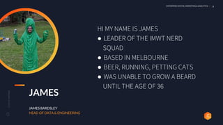 ENTERPRISE DIGITAL MARKETING & ANALYTICS |
JAMES
JAMES BARDSLEY
HEAD OF DATA & ENGINEERING
HI MY NAME IS JAMES
● LEADER OF...