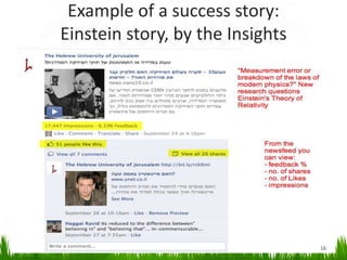 Example of a success story:
Einstein story, by the Insights
16
 