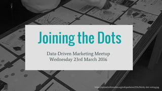 @TechMarktr
Joining the Dots
Data-Driven Marketing Meetup
Wednesday 23rd March 2016
https://upload.wikimedia.org/wikipedia/en/5/5c/Sticky-dot-voting.jpg
 