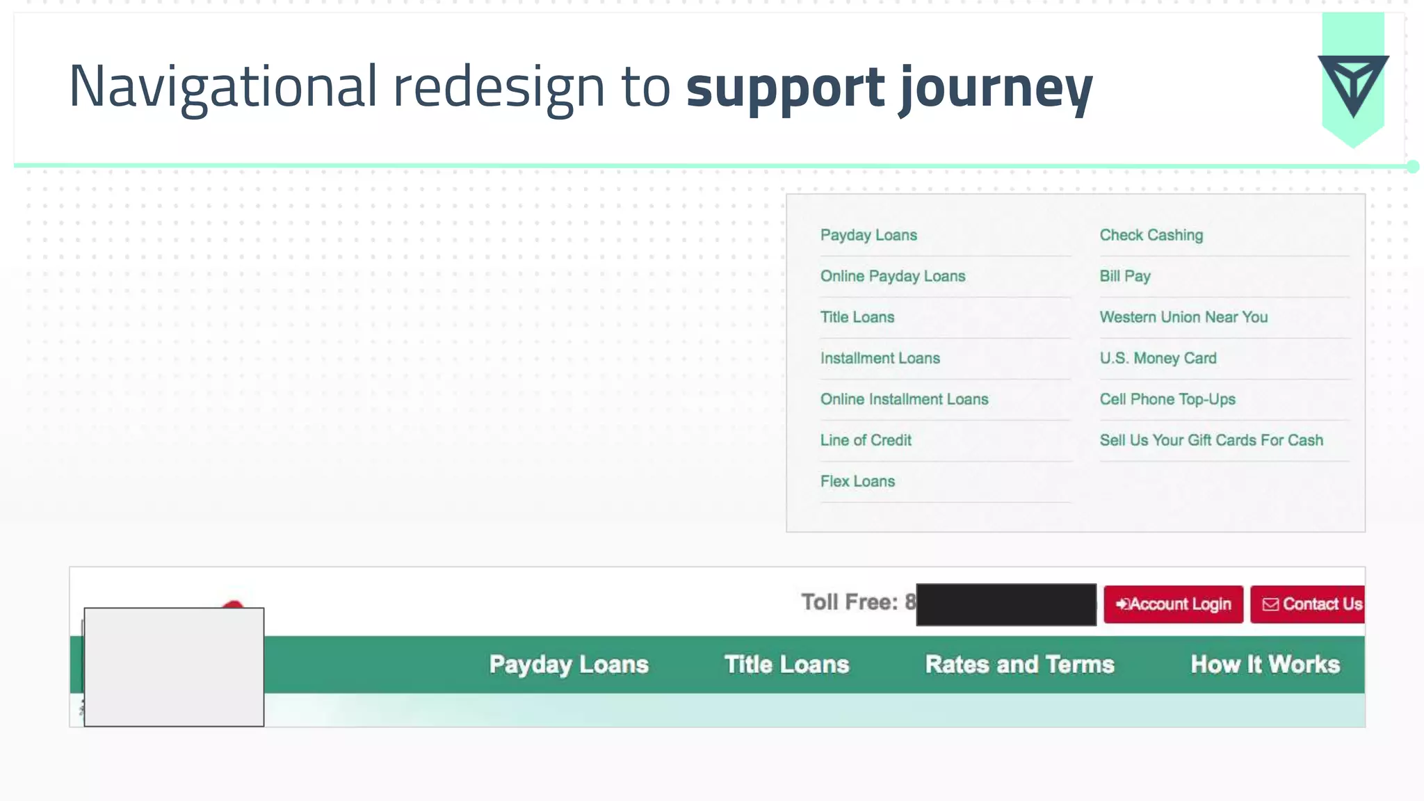 Navigational redesign to support journey
 