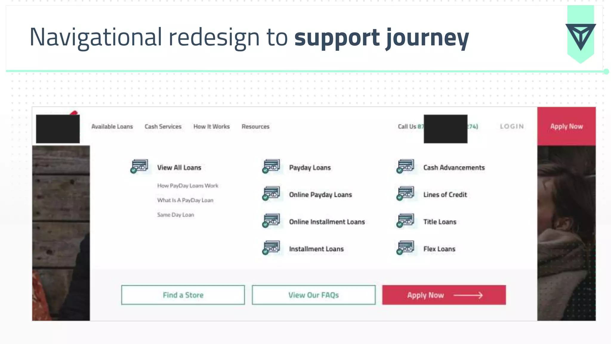 Navigational redesign to support journey
 