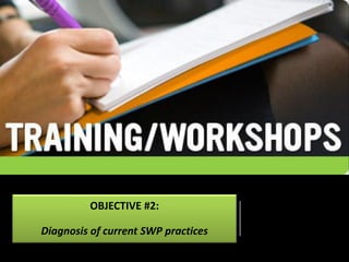 OBJECTIVE #2:
Diagnosis of current SWP practices
 