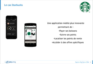 © 59
Le cas Starbucks
Une application mobile plus innovante
permettant de :
•Payer ses boissons
•Suivre ses points
•Localiser les points de vente
•Accéder à des offres spécifiques
 