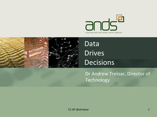 Data
Drives
Decisions
Dr Andrew Treloar, Director of
Technology
1CC-BY @atreloar
 