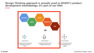Confidential & Privileged | Page 8
Design Thinking approach is actually used in HIVERY’s product
development methodology. ...