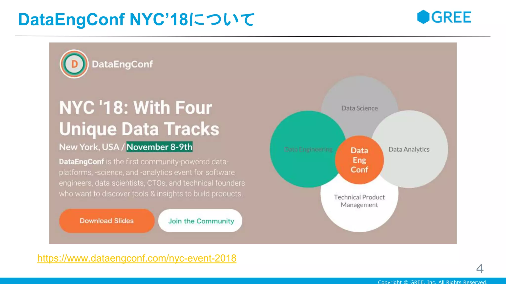DataEngConf NYC’18について
4
https://www.dataengconf.com/nyc-event-2018
 