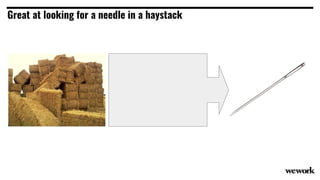 Great at looking for a needle in a haystack
 