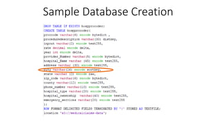 Sample Database Creation
 