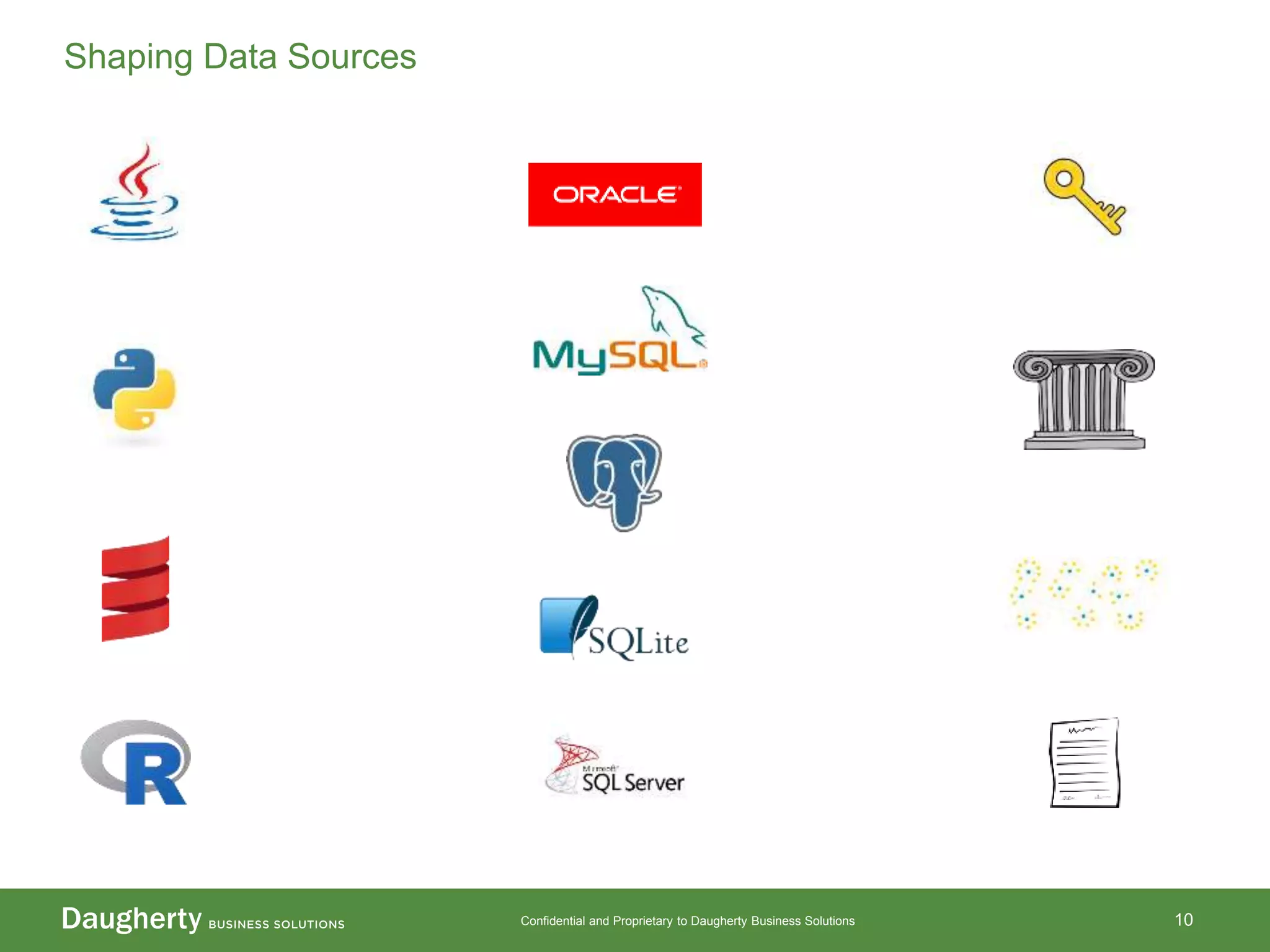 Confidential and Proprietary to Daugherty Business Solutions 10
Shaping Data Sources
 