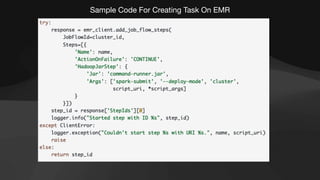 Sample Code For Creating Task On EMR
 