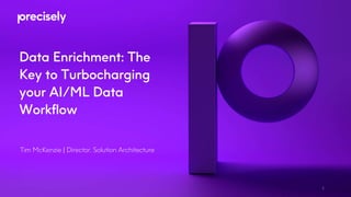 Data Enrichment: The
Key to Turbocharging
your AI/ML Data
Workflow
Tim McKenzie | Director, Solution Architecture
1
 