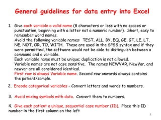 Data entry in Excel and SPSS | PPTX