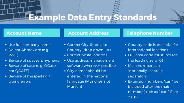 Data Entry Standards: Keeping CRM Consistent
