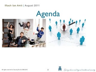 Iftach Ian Amit | August 2011



                                                     Agenda




All rights reserved to Security Art ltd. 2002-2011     3
 