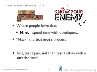 Iftach Ian Amit | November 2011




                   • Where people leave data
                    • Hint - spend time w...