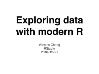 Exploring data
with modern R
Winston Chang
RStudio
2016–12–21
 