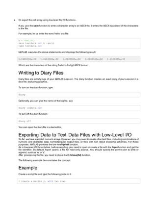 Data export in matlab alvian zainuddin | PDF
