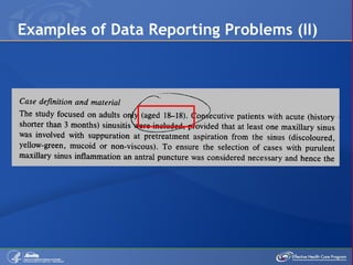 Examples of Data Reporting Problems (II) 