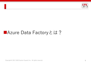 Copyright© 2017-2020 System Support Inc. All rights reserved. 5
Azure Data Factoryとは？
 