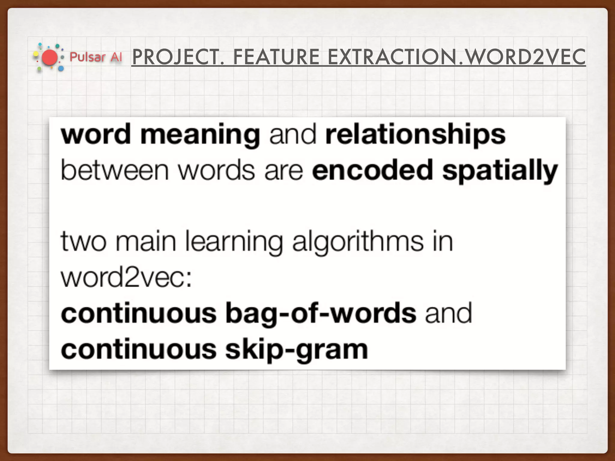 PROJECT. FEATURE EXTRACTION.WORD2VEC
 