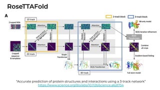 RoseTTAFold
“Accurate prediction of protein structures and interactions using a 3-track network”
https://www.science.org/doi/abs/10.1126/science.abj8754
 