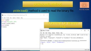 Data file handling in python binary & csv files | PPT