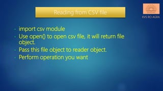 Data file handling in python binary & csv files | PPT