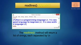 Data file handling in python reading & writing methods | PPT