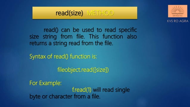 Data file handling in python reading & writing methods | PPTX