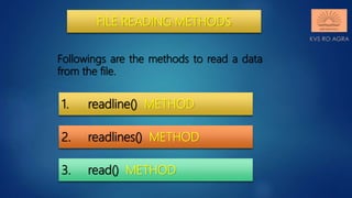 Data file handling in python reading & writing methods | PPT