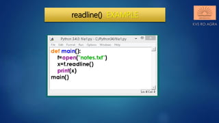Data file handling in python reading & writing methods | PPT