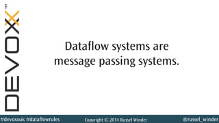 @russel_winder#devoxxuk #dataflowrules Copyright © 2014 Russel Winder
Dataflow systems are
message passing systems.
 