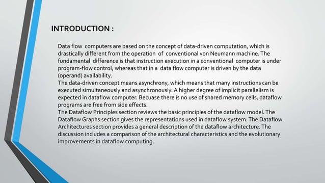 Data flow architecture | PPTX | Programming Languages | Computing