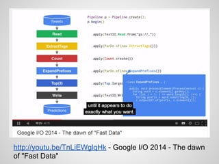 http://youtu.be/TnLiEWglqHk - Google I/O 2014 - The dawn
of "Fast Data"
 