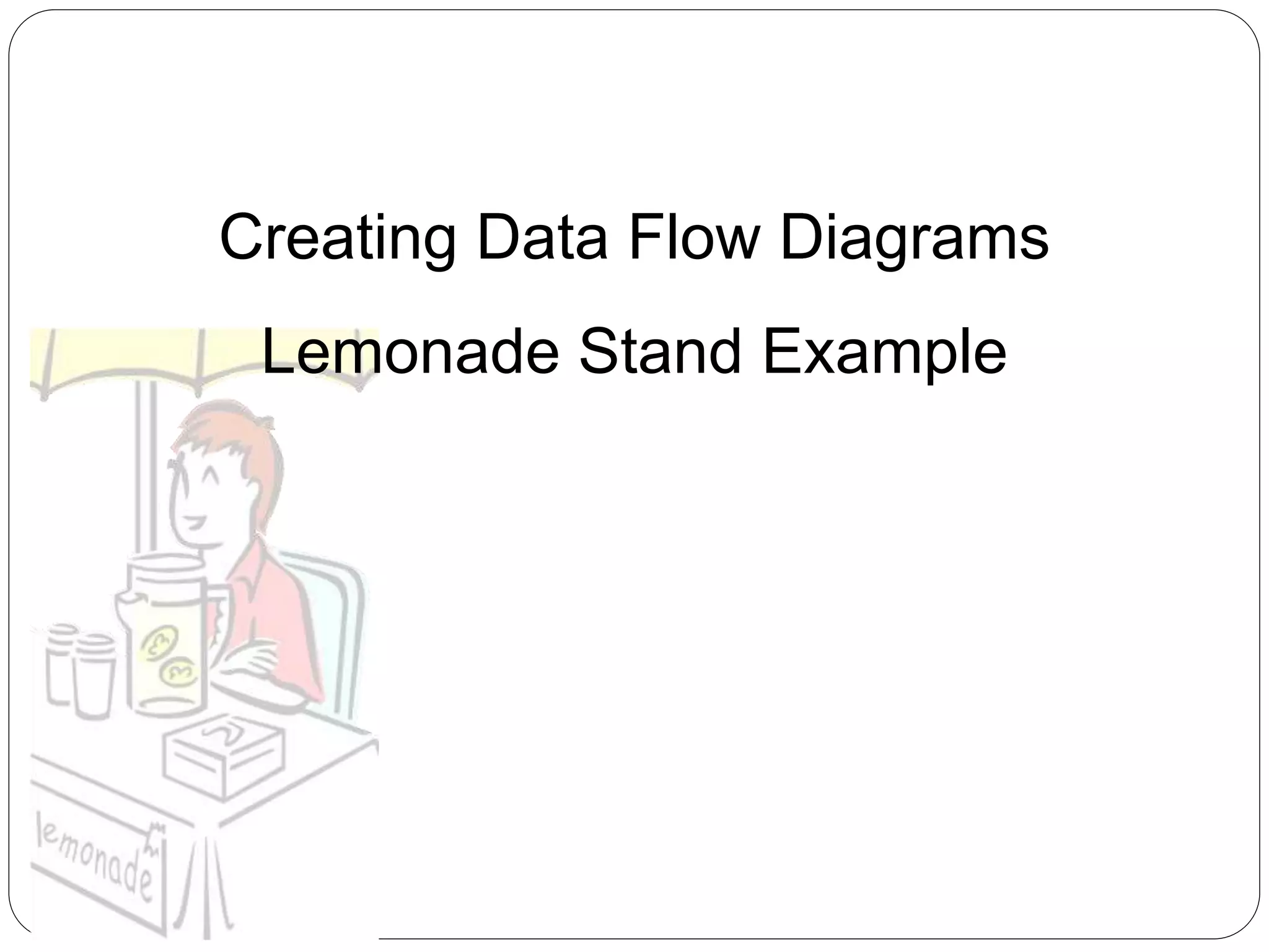 Creating Data Flow Diagrams
Lemonade Stand Example
 