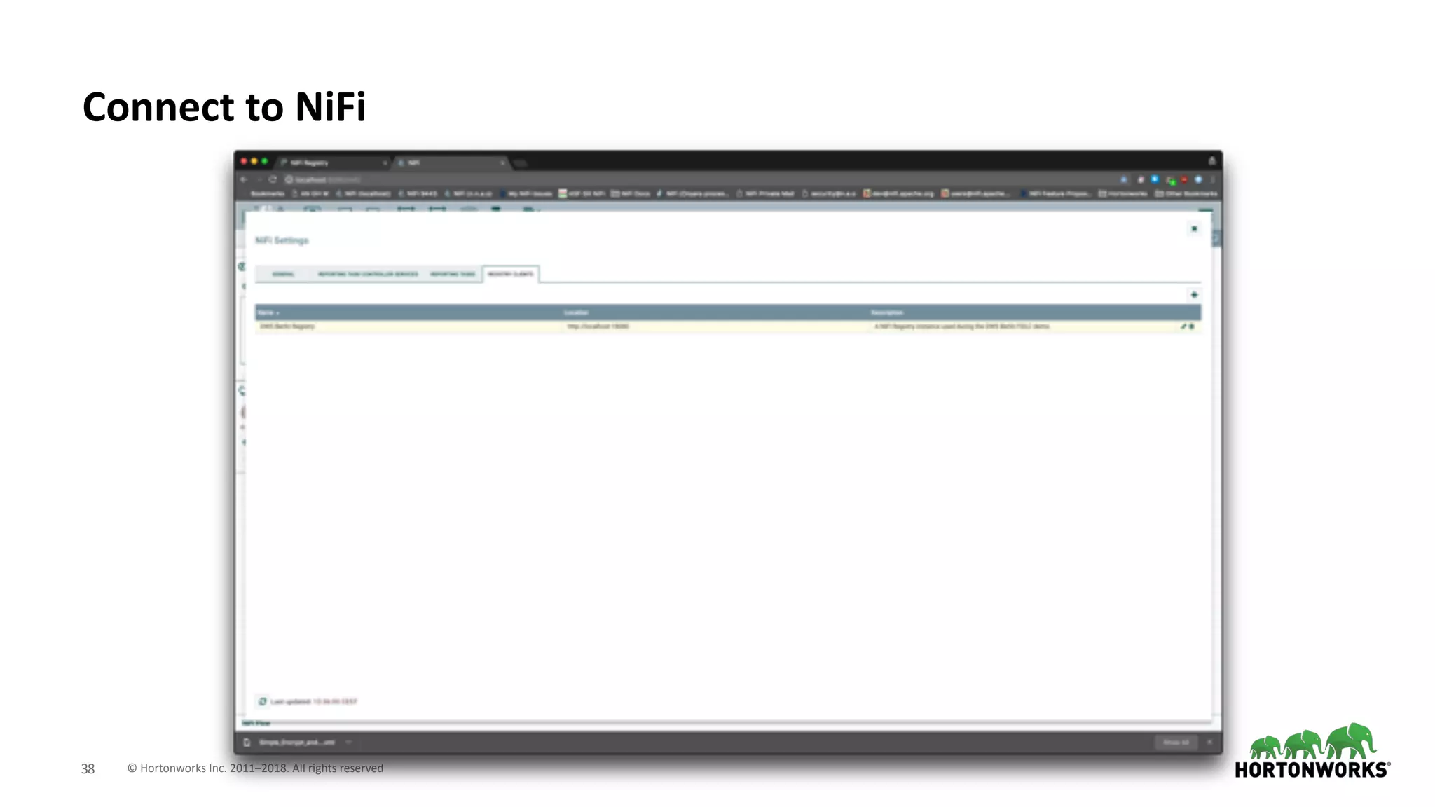 © Hortonworks Inc. 2011–2018. All rights reserved;38
Connect to NiFi
 