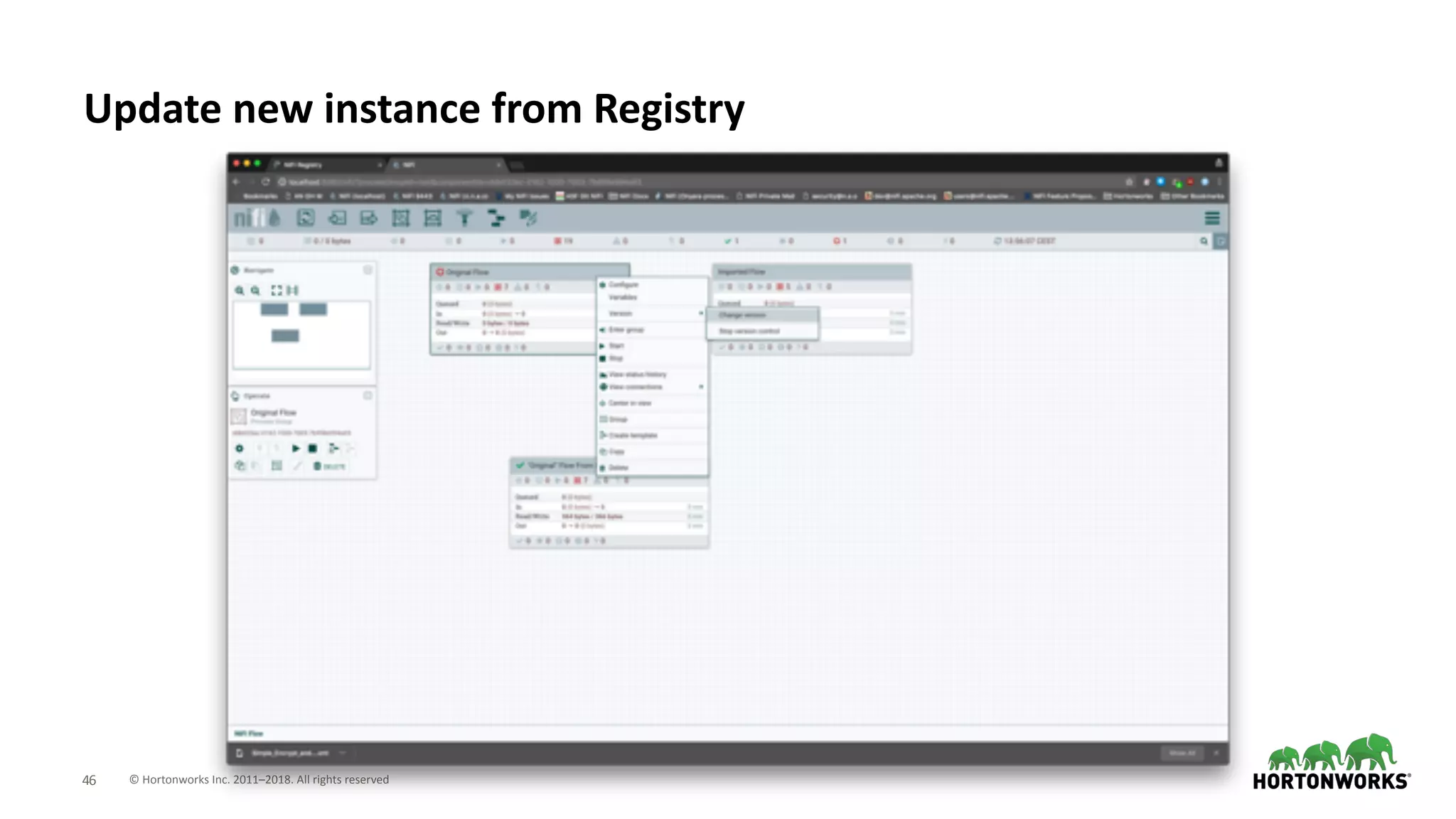 © Hortonworks Inc. 2011–2018. All rights reserved;46
Update new instance from Registry
 