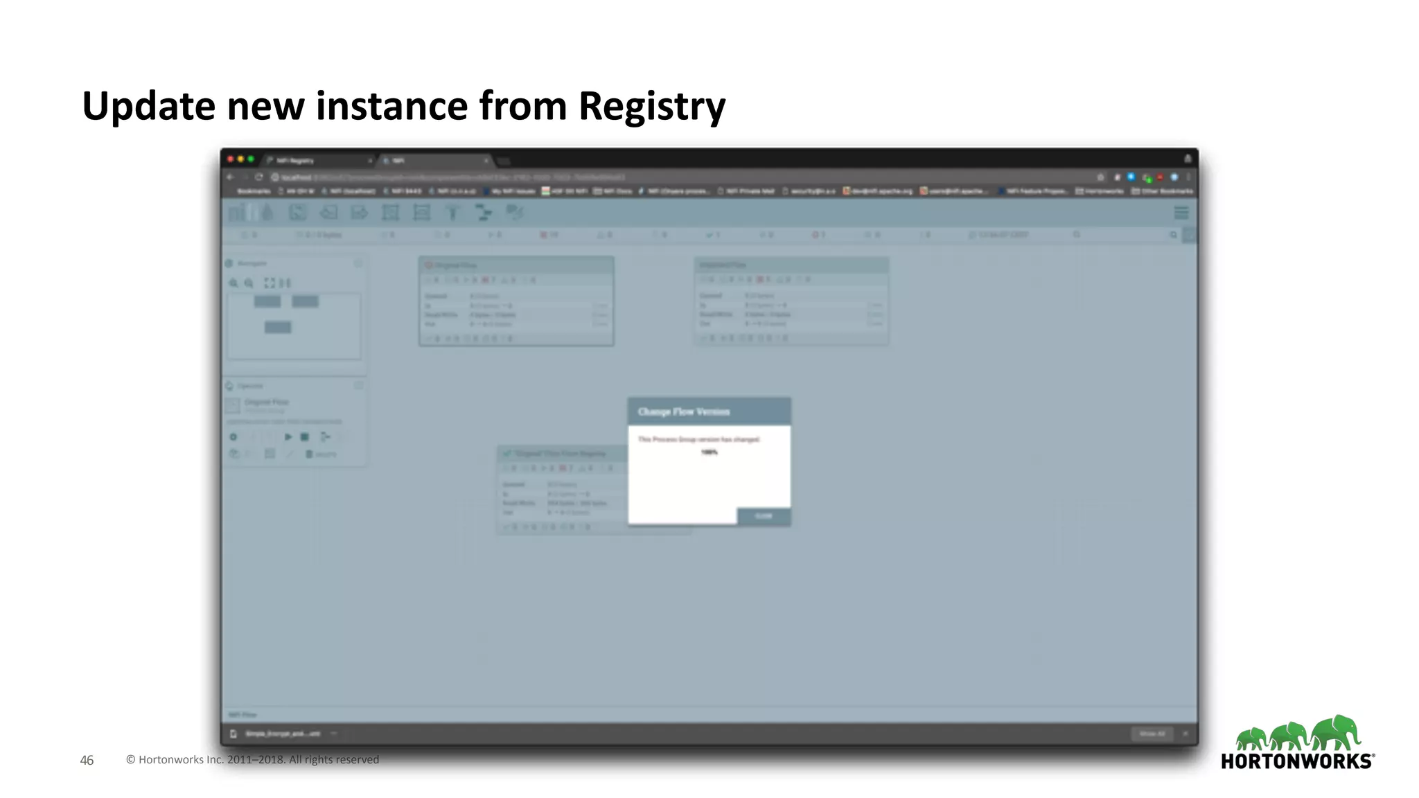 © Hortonworks Inc. 2011–2018. All rights reserved;46
Update new instance from Registry
 