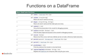 Functions on a DataFrame
 