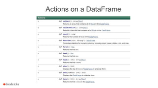 Actions on a DataFrame
 