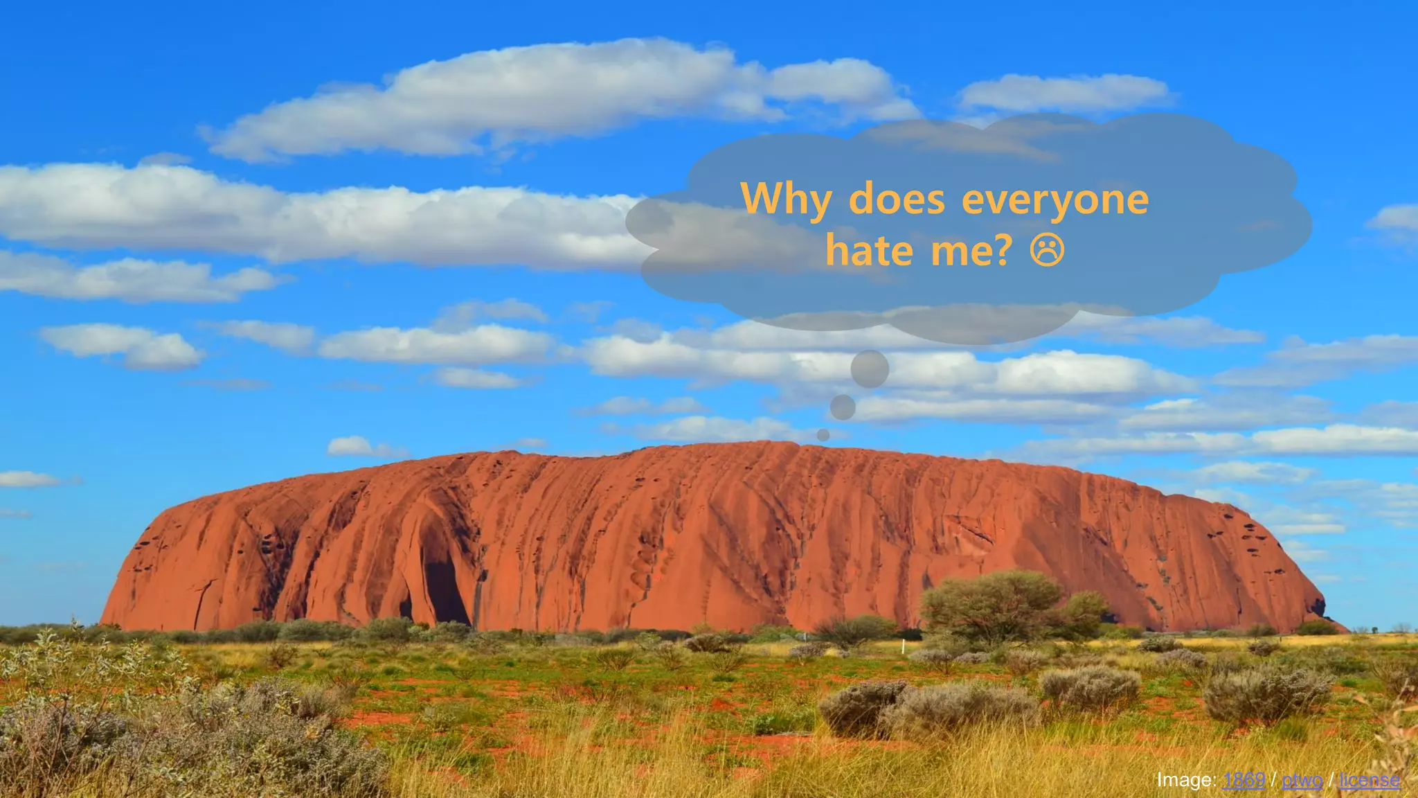 Why does everyone
hate me? 
Image: 1869 / ptwo / license
 