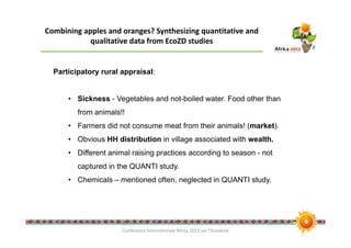 Combining apples and oranges? synthesizing quantitative and qualitative data from EcoZD studies