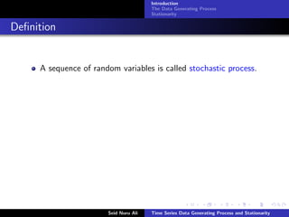Time Series Data Generating Process and Stat | PDF