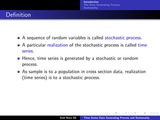 Time Series Data Generating Process and Stat | PDF