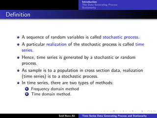 Time Series Data Generating Process and Stat | PDF
